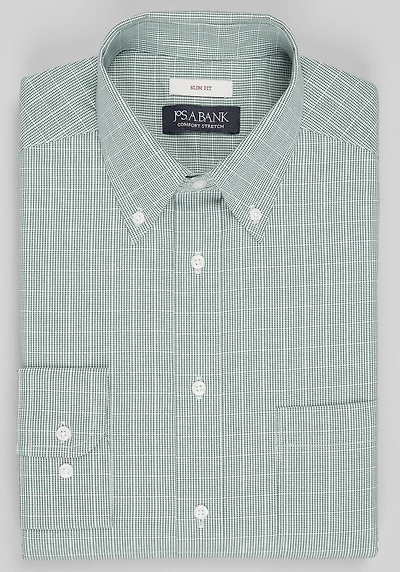 Men's Jos. A. Bank Slim Fit Glenn Plaid Dress Shirt at Jos. A. Bank, Green