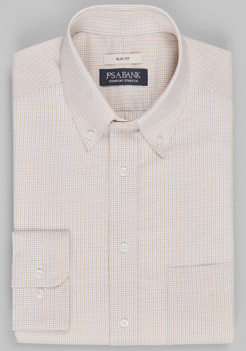 Men's Jos. A. Bank Slim Fit Small Grid Dress Shirt at Jos. A. Bank, Yellow