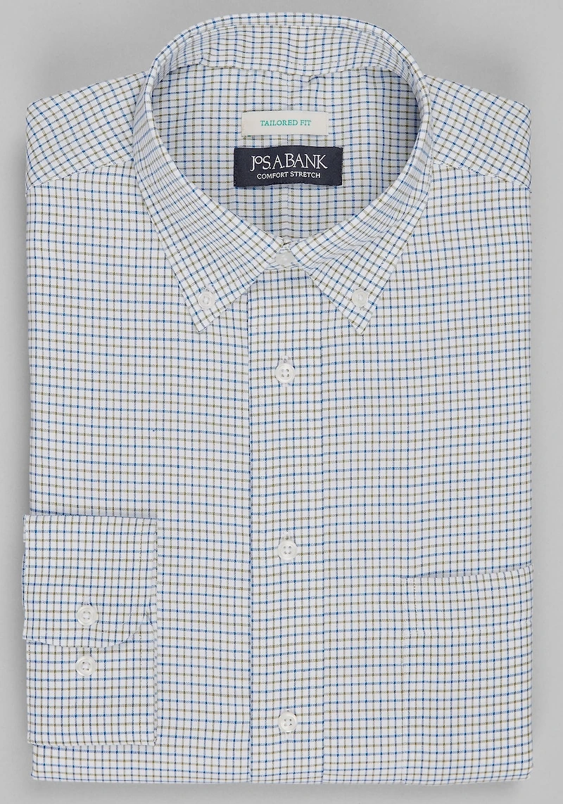 Men's Jos. A. Bank Tailored Fit Tattersall Check Dress Shirt at Jos. A. Bank, Green
