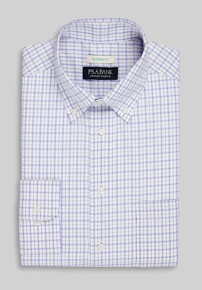 Men's Jos. A. Bank Tailored Fit Clean Check Dress Shirt at Jos. A. Bank, Light Purple