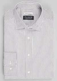 Men's Jos A. Bank Traditional Fit Spread Collar Bengal Stripe Dress Shirt at Jos. A. Bank, Burgundy