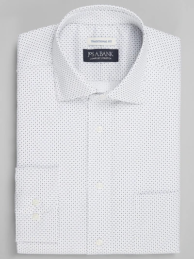 Men's Jos. A. Bank Traditional Fit Spread Collar Arrow Dress Shirt at Jos. A. Bank, Cream/White