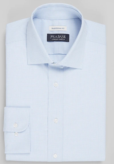 Men's Jos. A. Bank Traditional Fit Tiny Grid Dress Shirt at Jos. A. Bank, Blue