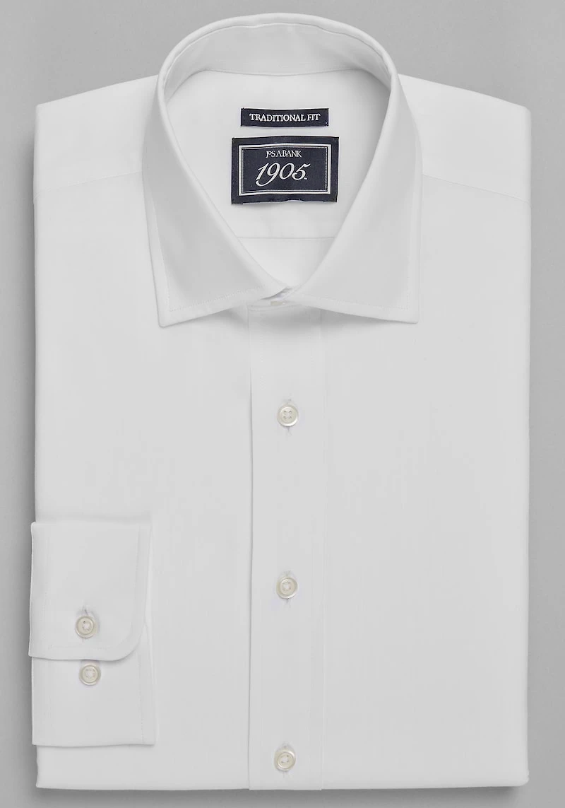 Men's 1905 Collection Traditional Fit Solid Dress Shirt at Jos. A. Bank, Cream/White