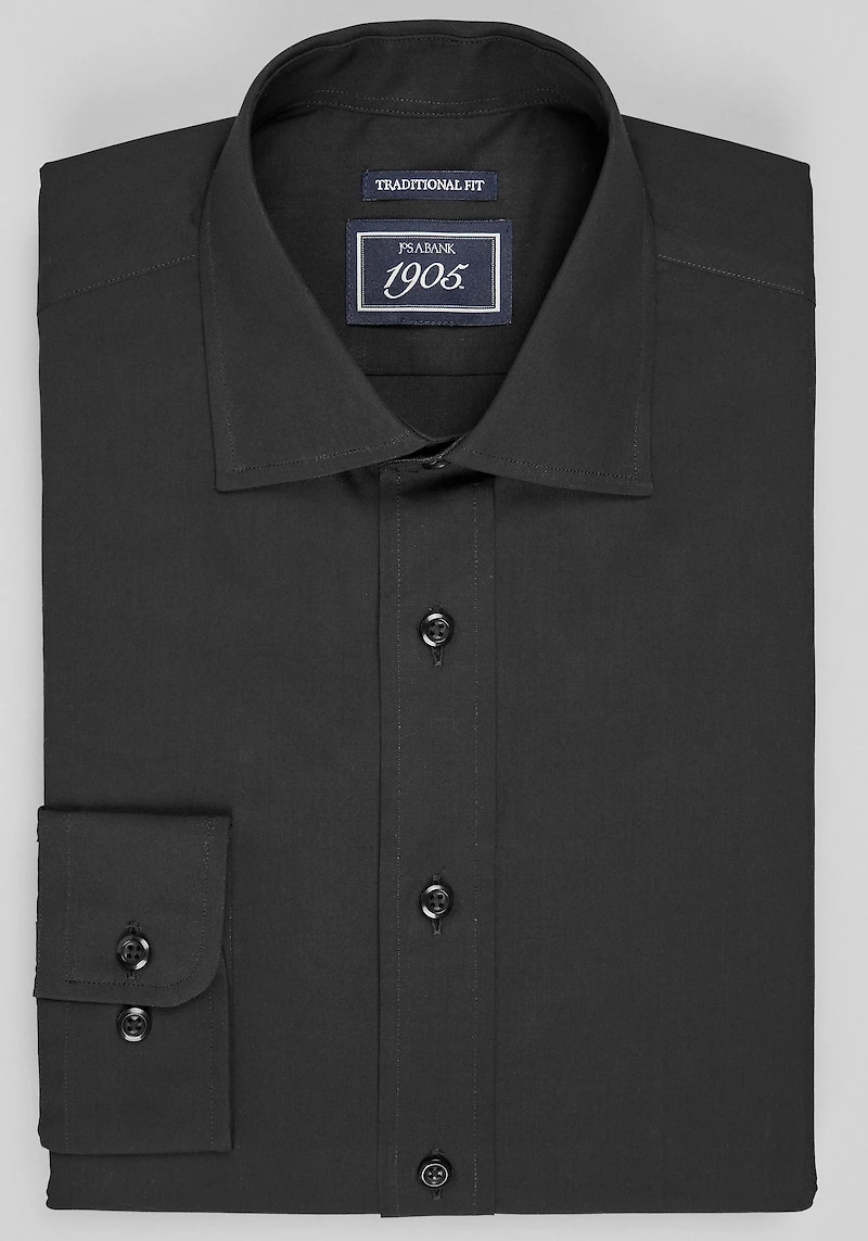 Men's 1905 Collection Traditional Fit Solid Dress Shirt at Jos. A. Bank, Black,