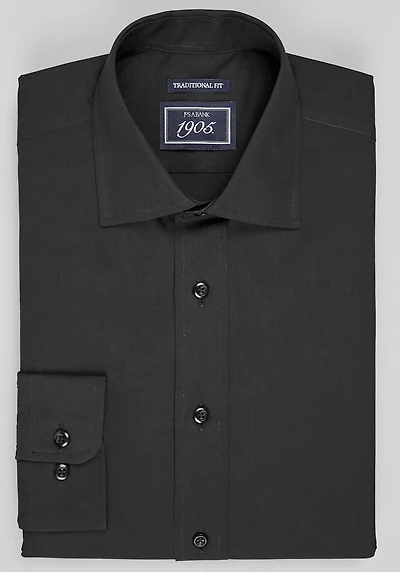 Men's 1905 Collection Traditional Fit Solid Dress Shirt at Jos. A. Bank, Black,