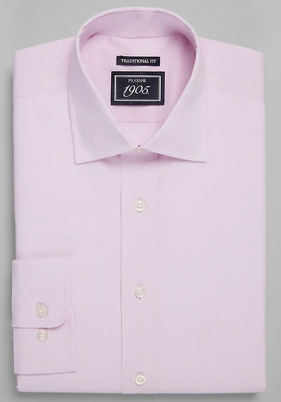 Men's 1905 Traditional Fit Micro Houndstooth Dress Shirt at Jos. A. Bank, Pink