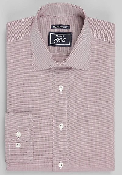 Men's 1905 Traditional Fit Micro Houndstooth Dress Shirt at Jos. A. Bank, Burgundy