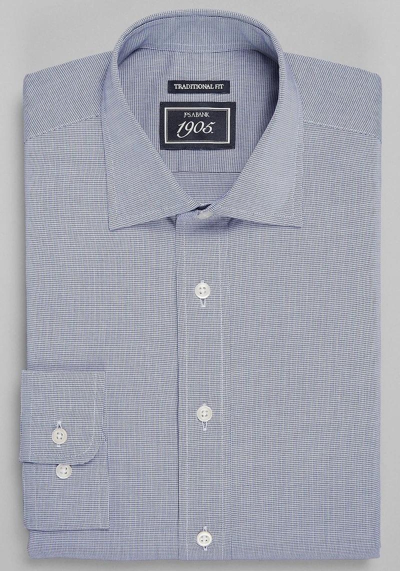 Men's 1905 Traditional Fit Micro Houndstooth Dress Shirt at Jos. A. Bank, Blue