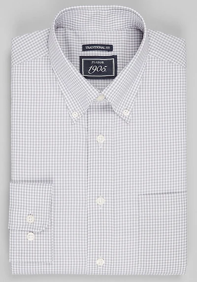 Men's 1905 Collection Traditional Fit Gingham Dress Shirt at Jos. A. Bank, Grey