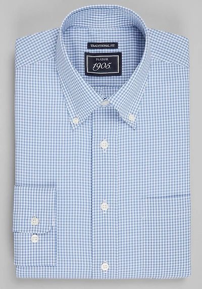 Men's 1905 Collection Traditional Fit Gingham Dress Shirt at Jos. A. Bank, Blue