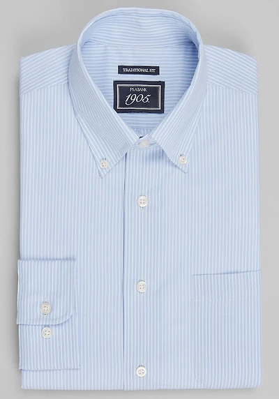 Men's 1905 Collection Traditional Fit Stripe Dress Shirt at Jos. A. Bank, Light Blue