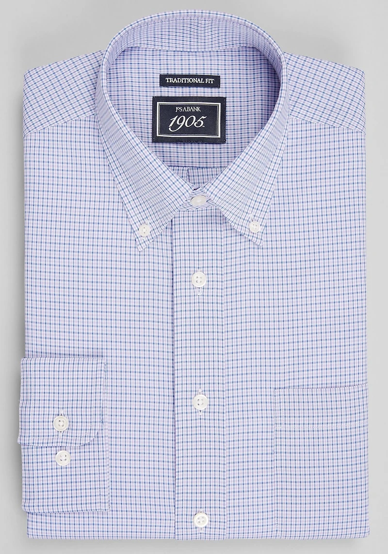 Men's 1905 Collection Traditional Fit Small Check Dress Shirt at Jos. A. Bank, Purple