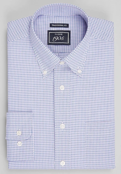 Men's 1905 Collection Traditional Fit Small Check Dress Shirt at Jos. A. Bank, Purple