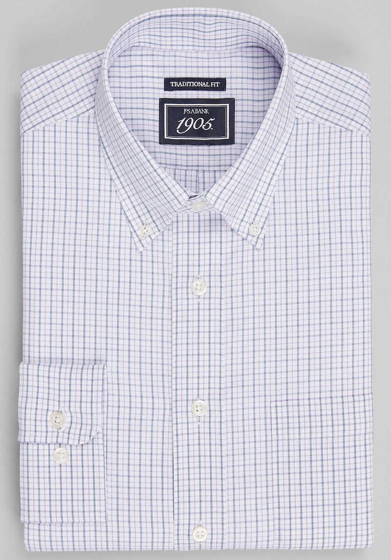 Men's 1905 Collection Traditional Fit Button-Down Collar Check Dress Shirt at Jos. A. Bank, Purple