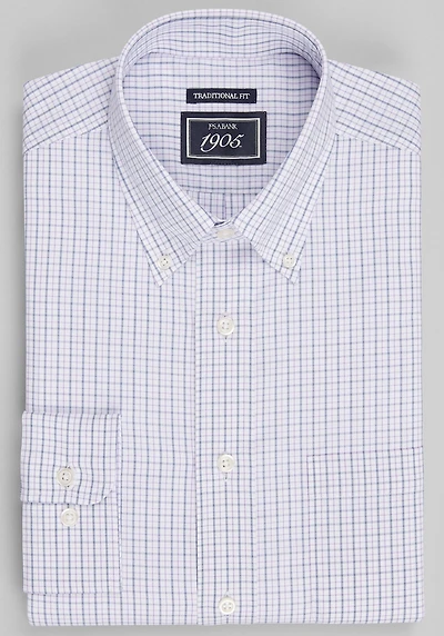 Men's 1905 Collection Traditional Fit Button-Down Collar Check Dress Shirt at Jos. A. Bank, Purple