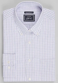 Men's 1905 Collection Traditional Fit Button-Down Collar Check Dress Shirt at Jos. A. Bank, Purple