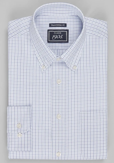 Men's 1905 Collection Traditional Fit Button-Down Collar Check Dress Shirt at Jos. A. Bank, Blue