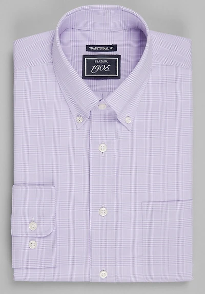 Men's 1905 Collection Traditional Fit Medium Check Dress shirt at Jos. A. Bank, Purple