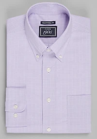 Men's 1905 Collection Traditional Fit Medium Check Dress shirt at Jos. A. Bank, Purple