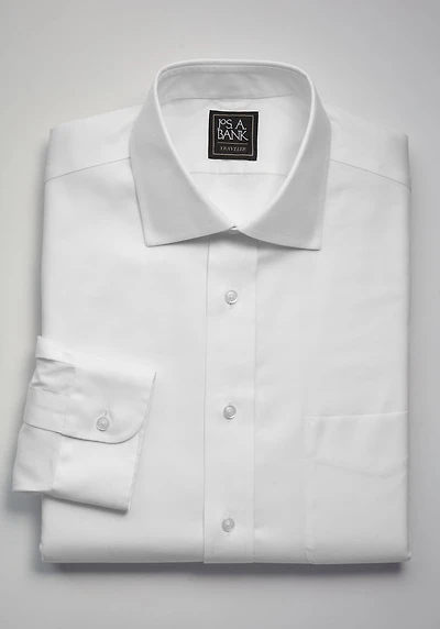 Men's Traveler Collection Traditional Fit Spread Collar Solid Dress Shirt at Jos. A. Bank, Cream/White