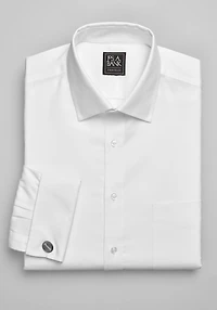 Men's Big & Tall Traveler Collection Tailored Fit Spread Collar Dress Shirt at Jos. A. Bank, Cream/White