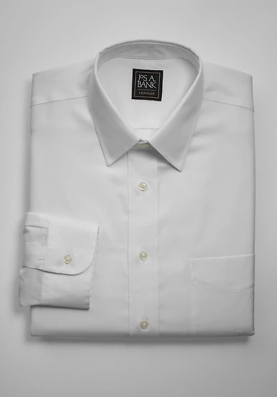 Men's Traveler Collection Tailored Fit Point Collar Solid Dress Shirt at Jos. A. Bank, Cream/White