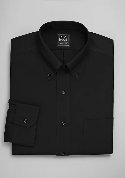 Men's Traveler Collection Traditional Fit Button-Down Collar Solid Dress Shirt at Jos. A. Bank, Black