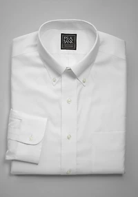 Men's Traveler Collection Traditional Fit Button-Down Collar Solid Dress Shirt at Jos. A. Bank, Cream/White