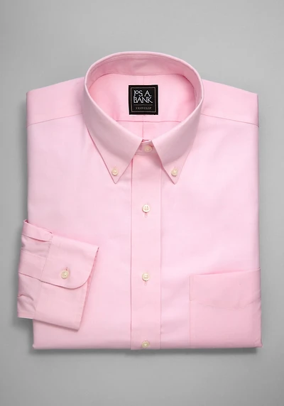 Men's Traveler Collection Traditional Fit Button-Down Collar Solid Dress Shirt at Jos. A. Bank, Light Pink