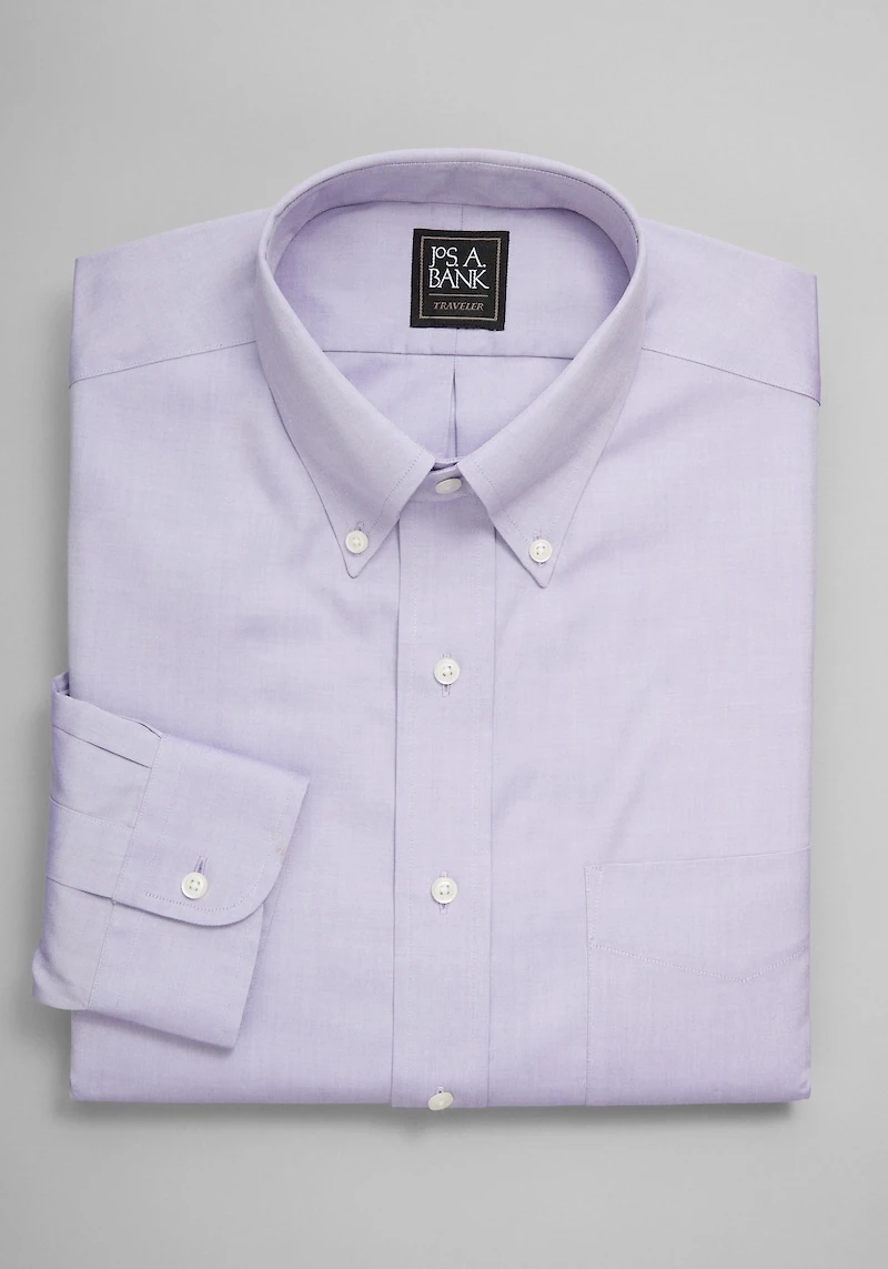 Men's Traveler Collection Traditional Fit Button-Down Collar Solid Dress Shirt at Jos. A. Bank, Lavender/Purple