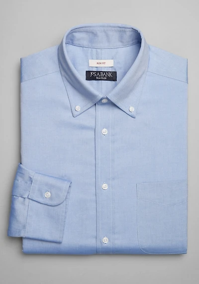 Men's Big & Tall Traveler Collection Slim Fit Solid Dress Shirt Big & Tall at Jos. A. Bank, Original Blue