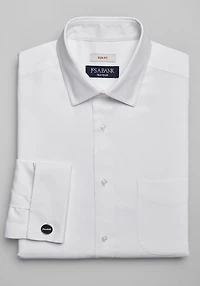 Men's Traveler Collection Slim Fit Spread Collar French Cuff Solid Dress Shirt at Jos. A. Bank, Cream/White