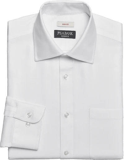 Men's Reserve Collection Slim Fit Spread Collar Herringbone Dress Shirt at Jos. A. Bank, Cream/White