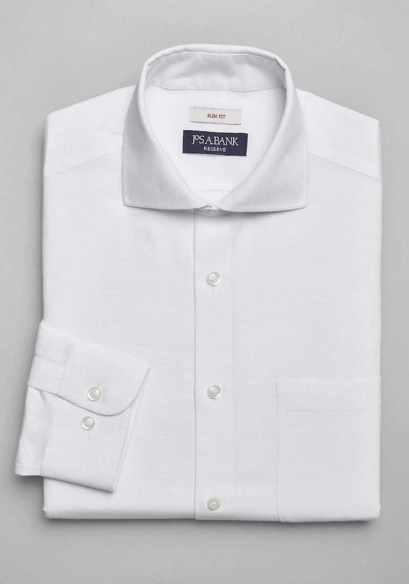 Men's Reserve Collection Slim Fit Cutaway Collar Solid Dress Shirt at Jos. A. Bank, Cream/White