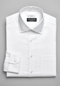Men's Traveler Slim Fit Spread Collar Solid Dress Shirt at Jos. A. Bank, Cream/White