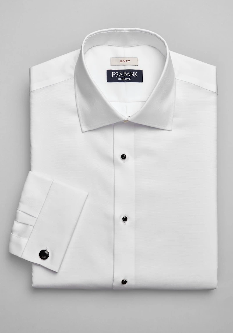 Men's Reserve Collection Slim Fit Spread Collar French Cuff Tuxedo Shirt at Jos. A. Bank, Cream/White