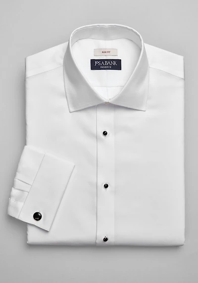 Men's Reserve Collection Slim Fit Spread Collar French Cuff Tuxedo Shirt at Jos. A. Bank, Cream/White
