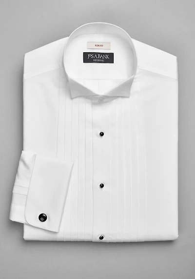 Men's Reserve Collection Slim Fit Wing Collar French Cuff Formal Five-Pleat Dress Shirt at Jos. A. Bank, Cream/White