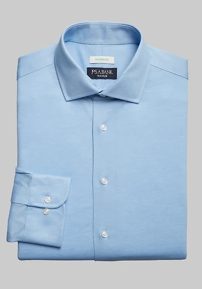 Men's Traveler COOLMOTION Tailored Fit Spread Collar Knit Solid Dress Shirt at Jos. A. Bank, Blue
