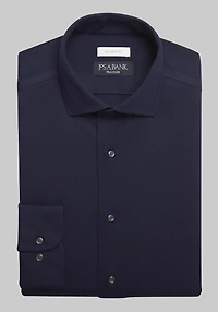 Men's Traveler COOLMOTION Tailored Fit Spread Collar Knit Solid Dress Shirt at Jos. A. Bank, Blue/Navy