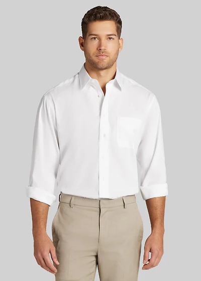 Men's Traveler® Collection Traditional Fit Point Collar Solid Dress Shirt at Jos. A. Bank, Cream/White