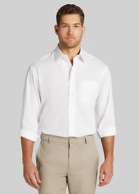 Men's Traveler® Collection Traditional Fit Point Collar Solid Dress Shirt at Jos. A. Bank, Cream/White