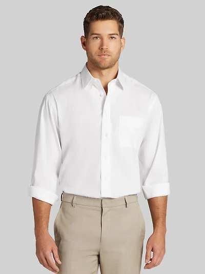 Men's Traveler® Collection Traditional Fit Point Collar Solid Dress Shirt at Jos. A. Bank, Cream/White