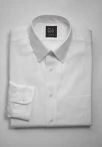Men's Big & Tall Traveler Collection Traditional Fit Point Collar Dress Shirt at Jos. A. Bank, Cream/White