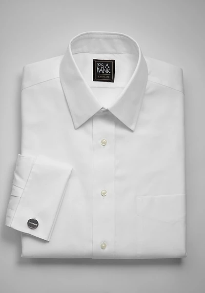 Men's Big & Tall Traveler Collection Traditional Fit Point Collar Solid Dress Shirt at Jos. A. Bank, Cream/White