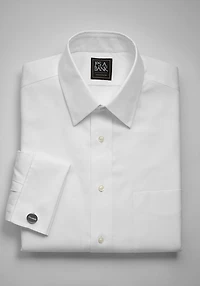 Men's Big & Tall Traveler Collection Traditional Fit Point Collar Solid Dress Shirt at Jos. A. Bank, Cream/White
