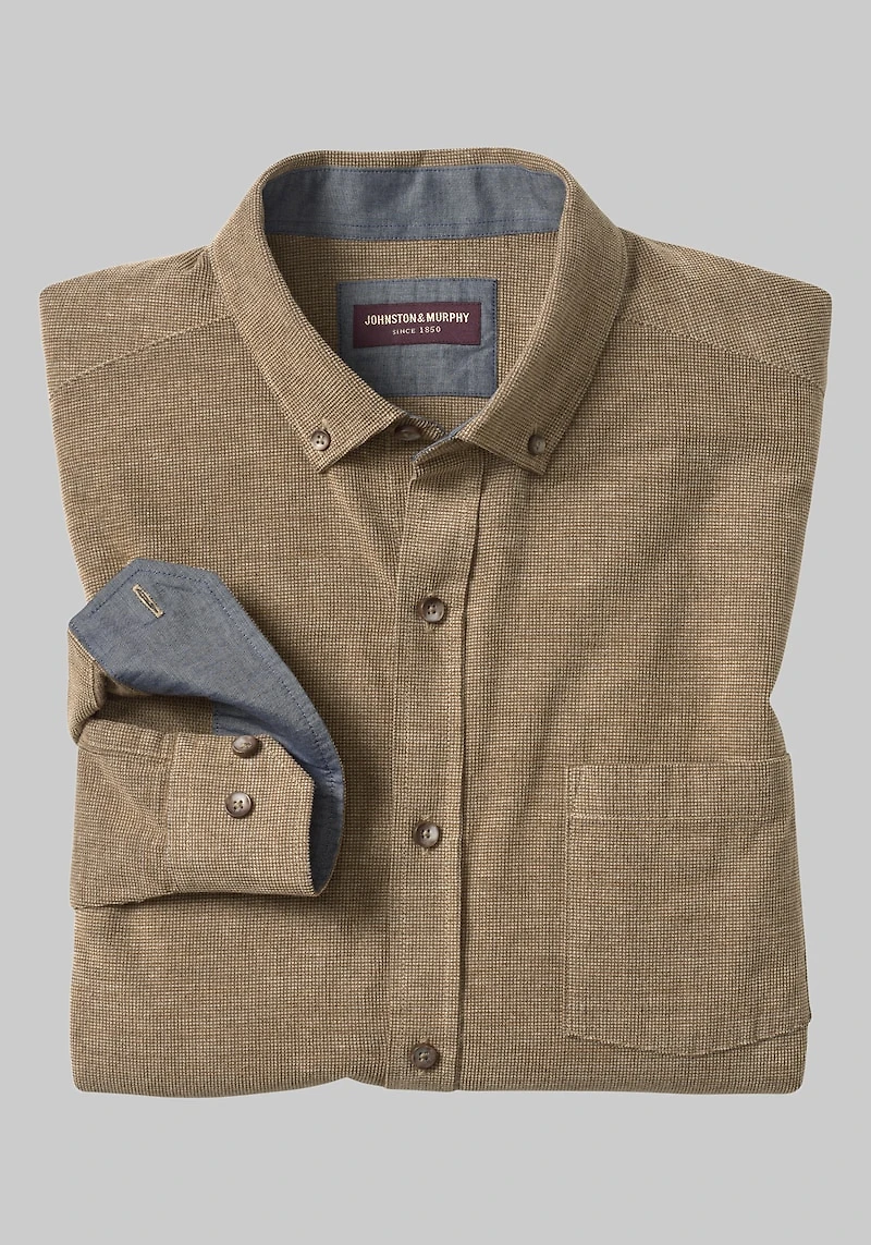 Men's Johnston & Murphy Tailored Fit Corduroy Shirt at Jos. A. Bank, Brown