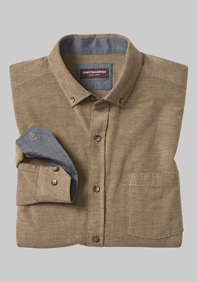 Men's Johnston & Murphy Tailored Fit Corduroy Shirt at Jos. A. Bank, Brown