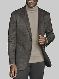 Men's Johnson & Murphy Tailored Fit XC Flex® Windowpane Knit Blazer at Jos. A. Bank, Brown